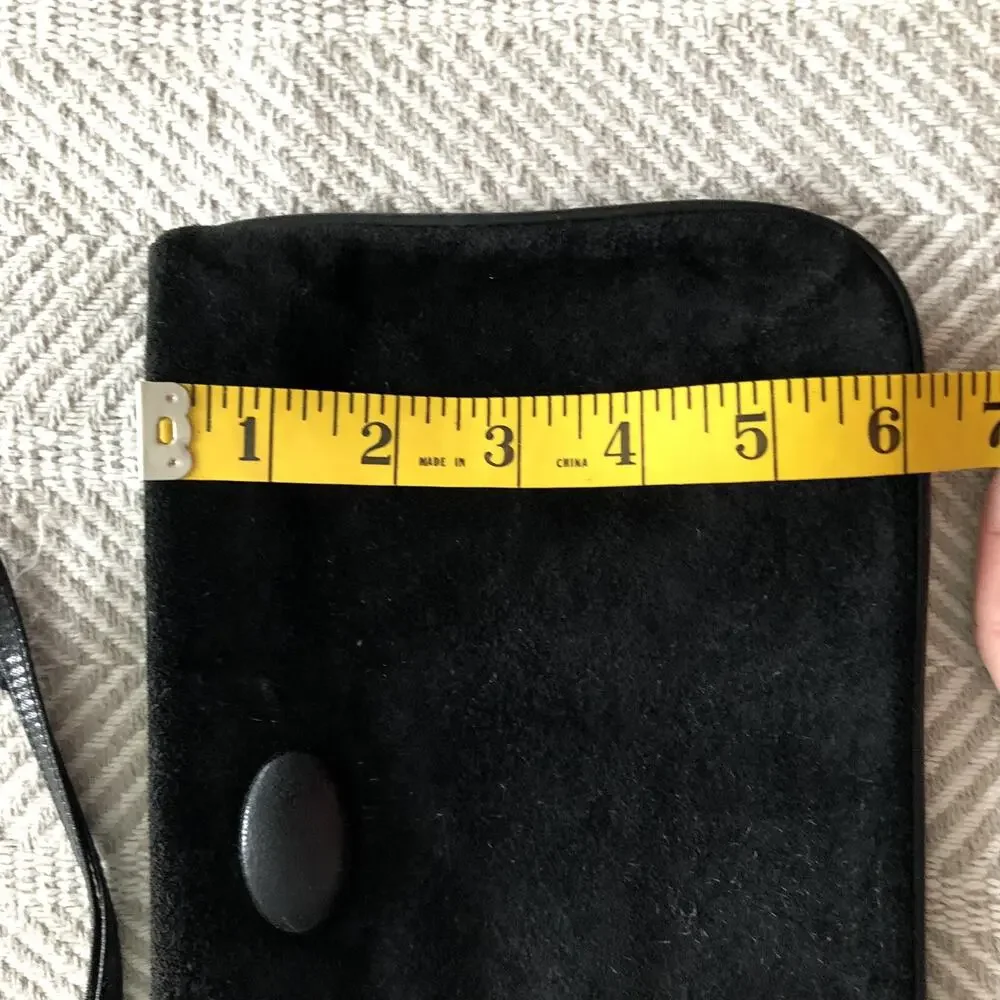 Black Suede Clutch Wristlet Shirl Miller Ltd Purse USA Excellent Vintage